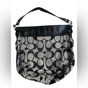 Coach Signature Canvas Hobo Shoulder Bag – Black & Khaki – Y2K Classic